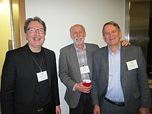 Christoph Benning, the current PRL director, with two past directors, Michael Thomashow and Kenneth Keegstra, at the 50th PRL anniversary celebration in 2014. CB with MT and KK.jpg