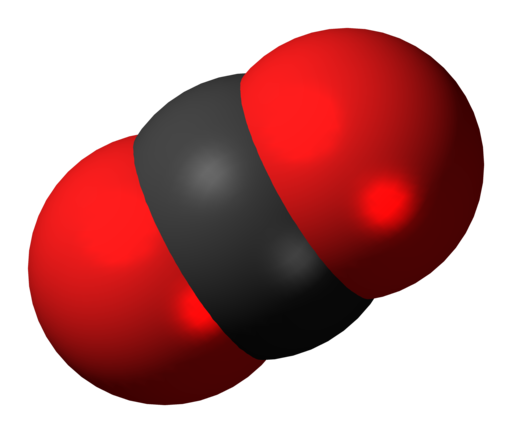 Space-filling model of carbon dioxide