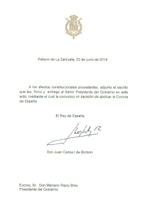 Letter of abdication addressed to the President of Government. Carta abdicacion Juan Carlos I.gif
