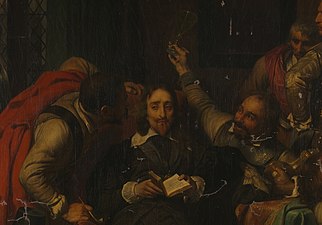 Charles I insulted by Cromwell's soldiers label QS:Len,"Charles I insulted by Cromwell's soldiers" label QS:Lpl,"Karol I znieważany przez żołnierzy Cromwella"