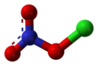 Ball and stick model of chlorine nitrate