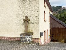 Wayside cross (cholera cross), 1866, in Stolzembourg, north-eastern Luxembourg, to remember the cholera epidemic Cholerakreuz Stolzembourg 01.jpg