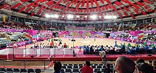 The competition was played in the Coliseo Dibos arena. Coliseo Eduardo Dibos 2019 interior basquetbol.jpg