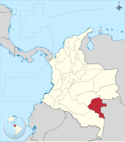 Locator map of Vaupés Department in Colombia.