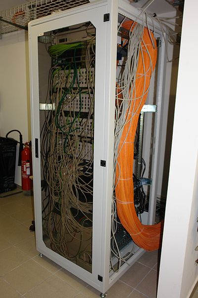 File:Computer rack with switches and cables.jpg