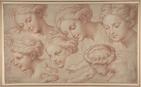 Copies d'après le « Moïse sauvé des eaux » de Raphaël, dessin, New York, Metropolitan Museum of Art.