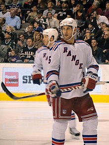 Girardi as a member of the New York Rangers in January 2011. Dan Girardi (5342344302).jpg