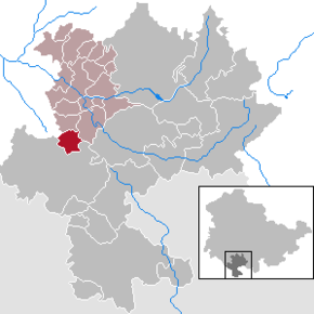 Poziția Dingsleben pe harta districtului Hildburghausen