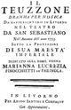 Dionisio Zamperelli - Il Teuzzone - pagina de titlu a libretului - Livorno 1753.png