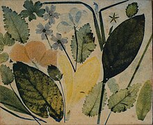 Feuilles et fleurs, impression directe, 1869.