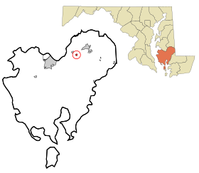Dorchester County Maryland Incorporated and Unincorporated areas East New Market Highlighted.svg