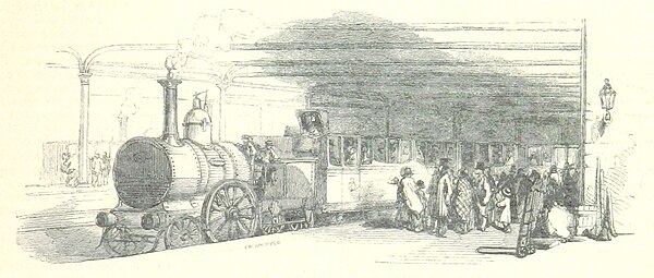 Eastern Counties Railway train, probably at Bishopsgate c. 1851