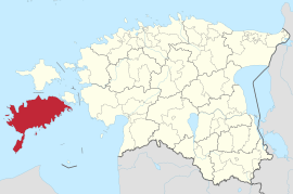 Mapa de Estonia, la posición de Saaremaa resaltada