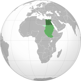 Groen: Sultanaat Egypte Lichtgroen: Anglo-Egyptisch Soedan condominium Lichtste groen: Van Soedan naar Italiaans-Noord-Afrika in 1919