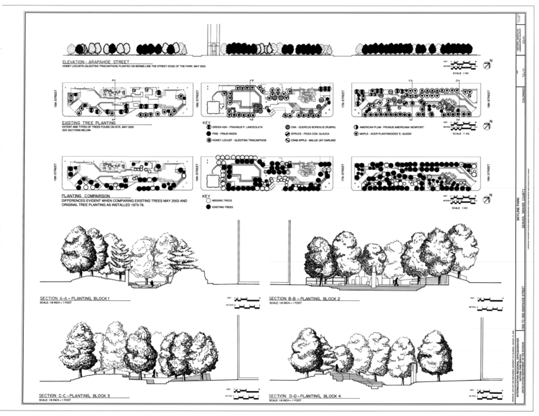 File:Elevation - Arapahoe Street, Existing Tree Planting, Planting Comparison, Planting Sections - Skyline Park, 1500-1800 Arapaho Street, Denver, Denver County, CO HALS CO-1 (sheet 10 of 11).png