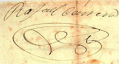 Firma de Rafael Carrera. Museo Nacional de Historia.jpg