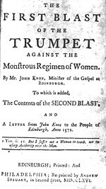 The title page of a 1766 edition of The first blast, with modernised spelling of the title Firstblast.jpg