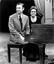 Rogers and wife Joanne Rogers, 1975 Fred and Joanne Rogers Sitting at Piano.jpg