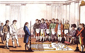 A masonic initiation. Paris, 1745. Freimaurer Initiation.jpg