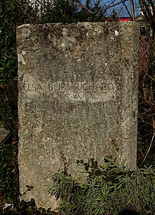 Fritz Buri-Richard (1907–1995), reformed pastor and professor of theology.  Elsa Buri-Richard (1907–2007) grave in the Wolfgottesacker cemetery, Basel.