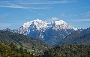 37. Platz: Milseburg mit Göllstock mit dem Hohen Göll in den Berchtesgadener Alpen von Westen
