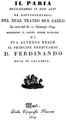 Gaetano Donizetti - Il paria - title page of the libretto - Naples 1829.png