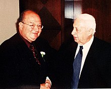 Ackerman with Israeli Prime Minister Ariel Sharon in 2001 Gary Ackerman and Ariel Sharon.jpg
