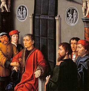 Gérard David, Le Jugement de Cambyse (détail du panneau de gauche), 1498, Bruges, Musée Groeninge.