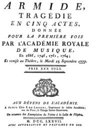 Paris'te' 1777 Prömiyer temsili ilan yaftası