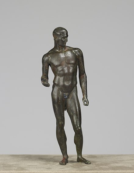 This depiction of an ancient pentathlete dates to the Hellenistic period, ca. the 1st century BCE. Walters Art Museum, Baltimore.