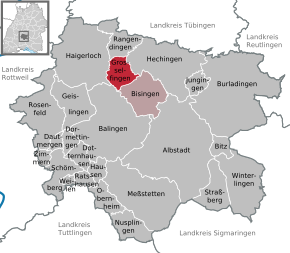 Poziția Grosselfingen pe harta districtului Zollernalbkreis