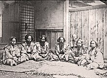Group of 6 Ainu men (1867) Groupe de six hommes ainous (Musee Guimet, Paris) (31005568927).jpg