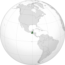 Lage von Guatemala (dunkelgrün) in der westlichen Hemisphäre (grau)