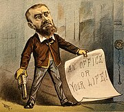 1881 political cartoon of Guiteau; the caption for the cartoon read "Model Office Seeker" Guiteau cartoon2.jpg