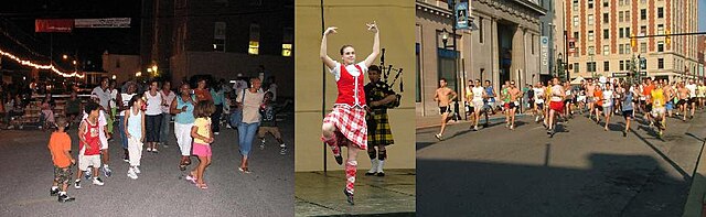 Left, the West Virginia Black Heritage Festival in Clarksburg, WV. Center, the Scottish Festival & Celtic Gathering in Bridgeport, WV. Right, the West