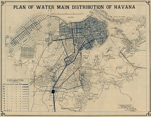 Office of Chief Engineer - City of Havana. Map Showing Street Cleaning.  Districts as divided previous to