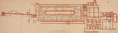 Ground plan showing location of tunnels (in brown) Herculaneum, past, present and future (1908) (14596218878).jpg