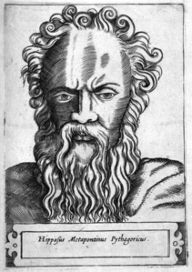 Hippasus Metapontinus - Illustrium philosophorum et sapientum effigies ab eorum numistatibus extractae.png
