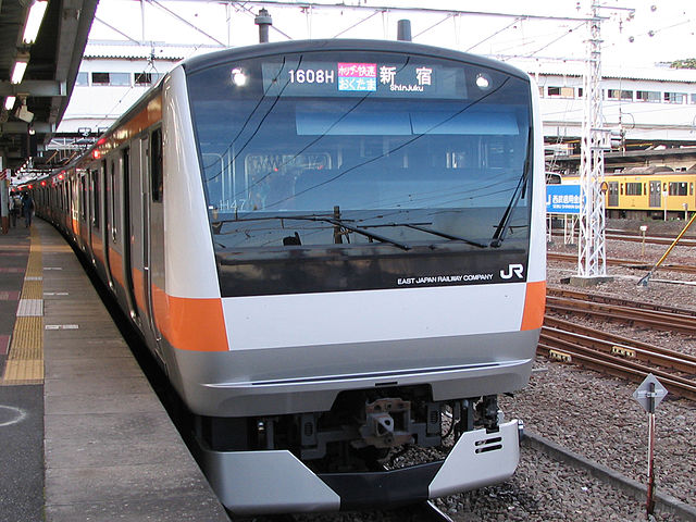 A Shinjuku-bound Holiday Rapid Okutama (E233 series EMU) at Haijima Station