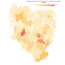 Befolkningstæthed efter kommune (2018)