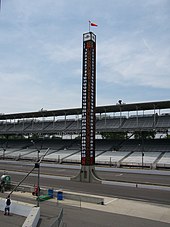 The pylon used from 1994 until the 2014 SVRA vintage races in June was replaced by a digital video screen for the 2014 Brickyard 400.