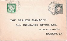 A 1930 letter posted to a C1 coded address, mailed on the Dublin & Galway Travelling Post Office with the appropriate half-pence late fee Ireland 1930 TPO +Late Fee to Dublin C1.jpeg