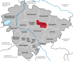 Läget för kommunen Isernhagen i Region Hannover