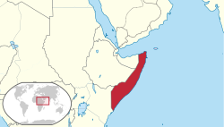 義屬索馬里（紅色部分）在非洲的位置