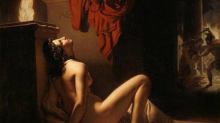 Cassandra imploring Athena for revenge against Ajax, by Jerome-Martin Langlois, 1810-1838.