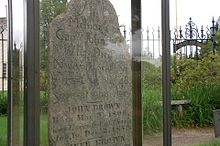 Higginson, Sanborn, and Sterns made periodic pilgrimages to the grave of John Brown in North Elba, New York, which has since been designated a New York State Historic Site. His tombstone is protected by glass. Jb gravesite.jpg