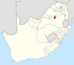 Situación xeográfica de KwaNdebele (mapa políticu de Sudáfrica)