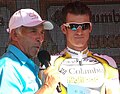 Phil Liggett et Michael Rogers lors de la présentation de l'équipe du Tour Down Under 2009.