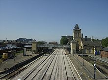 View of the station in August 2007 showing the then recently relaid track Lincoln Station from bridge.jpg