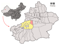 Location of Kuchar within Xinjiang (China).png